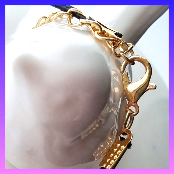 Necklace | Blue & Purple Ombre Heart Pendant | Black Cord with Gold Clasp 💙💜 - Picture 4 of 5